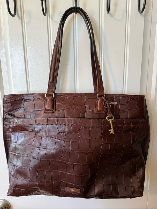 Fossil Handbags - Fossil Brown Croc-Embossed Leather Tote
